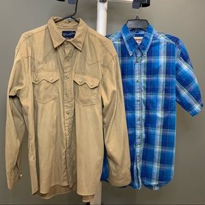 Wrangler 2 shirt’s button down. 1 Long Sleeve & 1 short sleeve